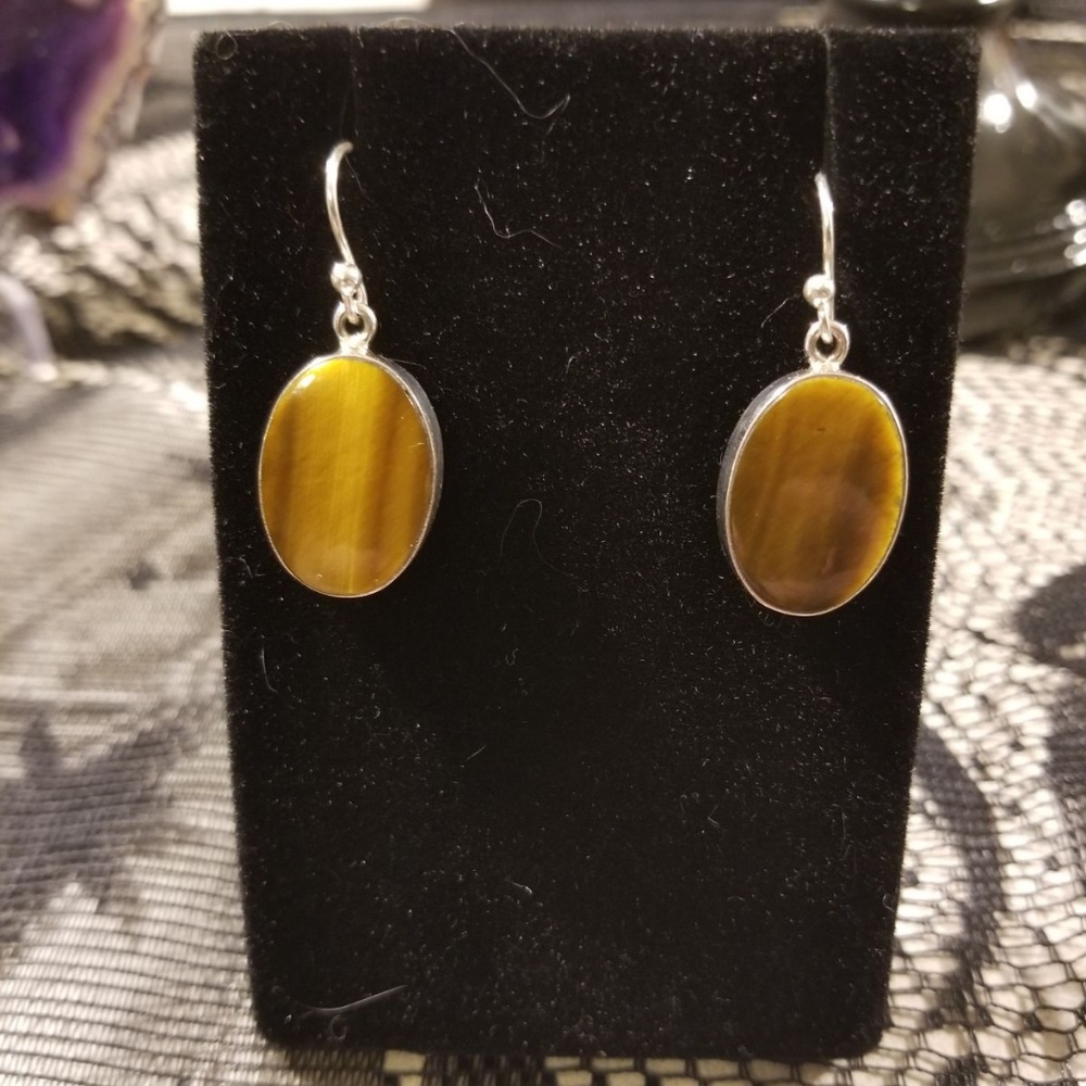 SOLD! Oval Tiger's Eye Earrings